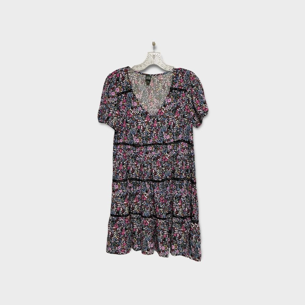 Wild Fable XS Ditsy Floral V Neck Short Sleeve Tiered Babydoll dress